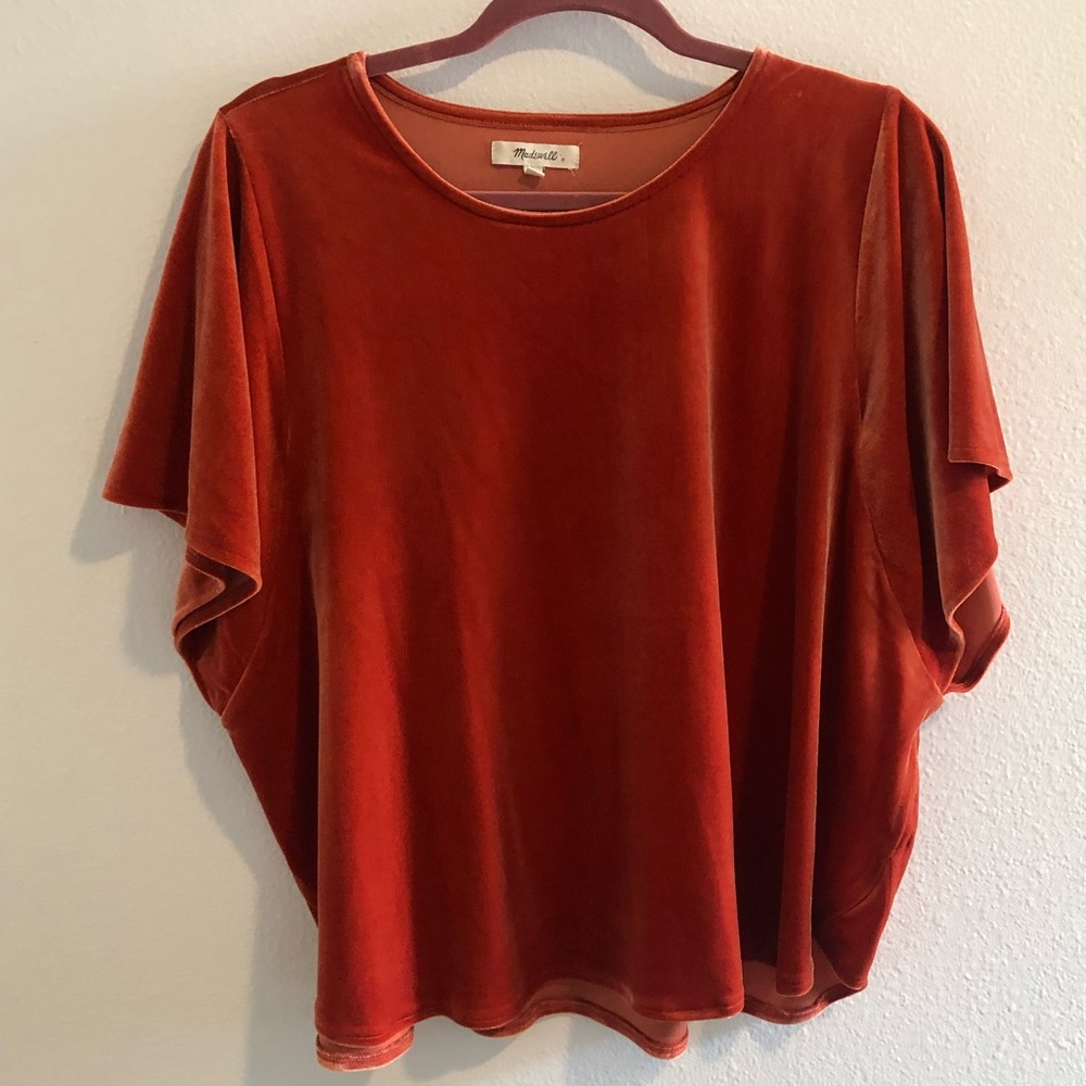 Madewell Velour Burnt Orange Blouse